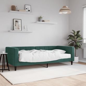 vidaXL Sof&aacute; Cama Con Colch&oacute;n Terciopelo Verde Oscuro 90x200 Cm Vidaxl