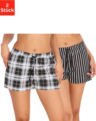 Vivance Pyjamashorts VIVANCE DREAMS, Damen, Gr. 32/34, N-Gr, schwarz, wei&szlig;, gemustert, Single Jersey, Obermaterial: 100% Baumwolle, gemustert, Basic, Basic ku