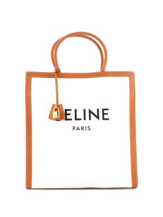 Celine Vertical Cabas Canvas with Leather Large tote bag - Brown