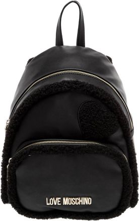 Love Moschino Womens Eco Shearling Backpack In Black