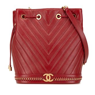 Chanel Chanel Chevron Gequilted Leren Emmer