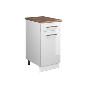 Vicco Mueble Bajo Para Fregadero/placa Fame-line, Blanco Alto Brillo/blanco, 40 Cm, Et Roble, Vicco