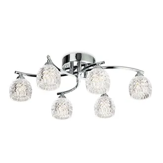 Netlighting Maple 6 Light Flush Light Chrome Moulded Clear Glass G9