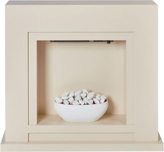 Beliani Beliani - Chimenea El&eacute;ctrica Estufa Con Carbones Led Guijarros Efecto Llamas Beige Sahara