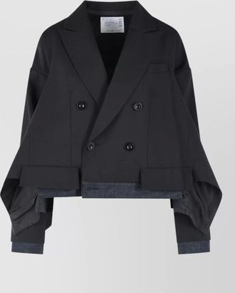 sacai tailored wool blend jacket button detail