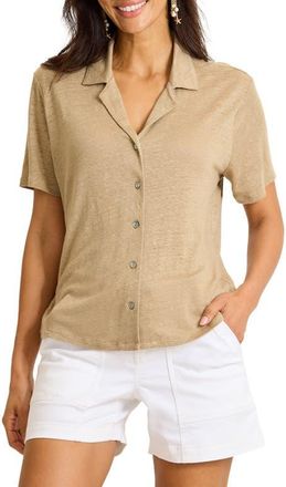 Tommy Bahama Linnea Linen Camp Shirt in Chinchilla at Nordstrom, Size X-Large