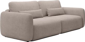 Vente-Unique Sof&aacute; cama de 3 plazas de tela texturizada color topo VOPOZA