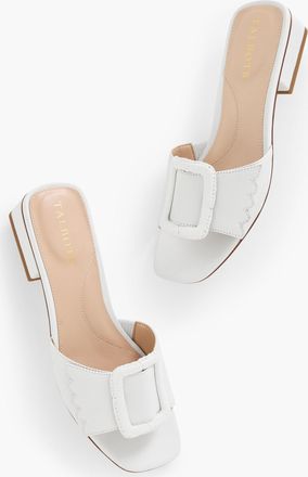 Talbots Viv Buckle Soft Nappa Slides - White - 10 1/2 M Talbots