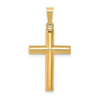 Diamond2Deal 14k Yellow Gold Hollow Cross Pendant