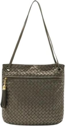 Bottega Veneta Pre-owned Vintage Intrecciato Schoudertas - Dames - Vintage Schoudertas - Grijs - ONE Size - Leer - Vintage