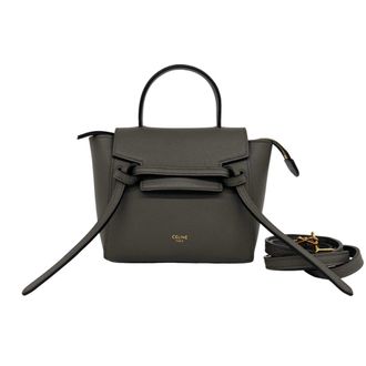 Celine Gray Leather Handbag Shoulder Bag Tote Bag (Pre-Owned)