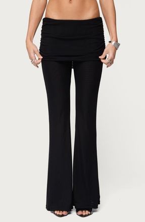 Edikted Halli Foldover Waist Skirted Pants in Black at Nordstrom, Size X-Small