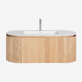 Sklum Conjunto De Mueble De Ba&ntilde;o Suspendido 120x50 Cm En Madera Con Lavabo Integrado Carsone Sklum