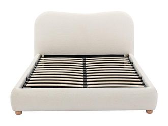 VENTE-UNIQUE.COM Cama con canap&eacute; abatible tela blanco