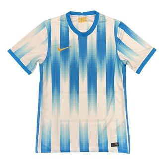 Nike Mens Nike Contrasting Colors Stripe Soccer/Football Round Neck Short Sleeve Blue T-Shirt DB5749-100