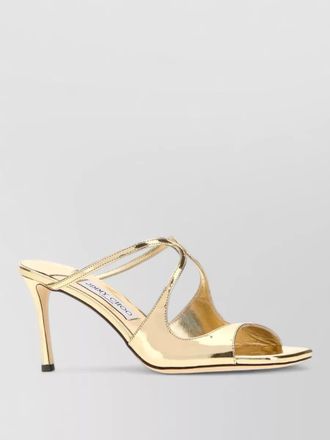Jimmy Choo London anise 75 leather mules metallic straps