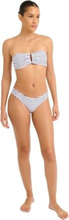Onia Towel Terry Sailor Stripe Lily Bikini Bottom in White/deep Navy at Nordstrom, Size X-Small