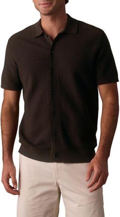 The Normal Brand BreezeKnit Short Sleeve Button-Up Shirt in Dark Brown at Nordstrom, Size Xx-Large