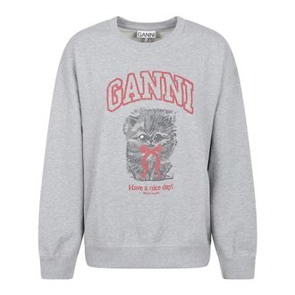 Ganni Sweatshirts, female, Gray, Size: XS Crewneck Sweatshirt