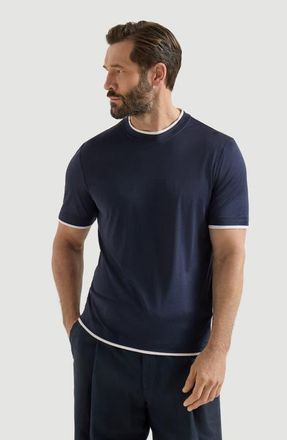 Brunello Cucinelli T-shirt with faux-layering in Cobalt at Nordstrom, Size Xxx-Large Eu