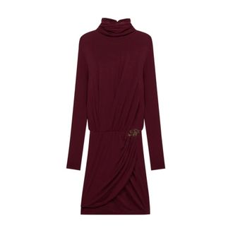Blumarine Vestido corto de punto con drapeado y estola - Dresses - Mujer - Rojo - S