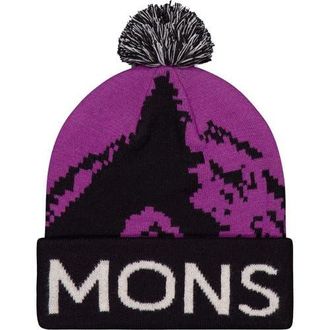 Mons Royale Mtn Pixel Merino Pom Pom Beanie in Purple Bolt/black at Nordstrom