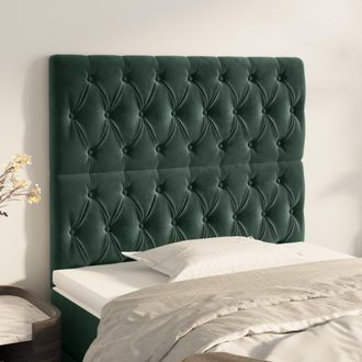 vidaXL Cabeceros 2 Unidades De Terciopelo Verde Oscuro 90x7x78/88 Cm Vidaxl