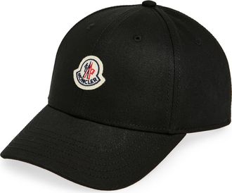 Moncler Logo Patch Baseball Cap in Black at Nordstrom