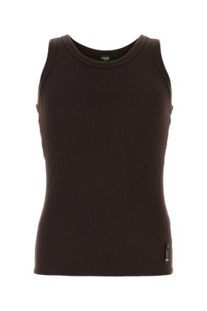 Fendi Brown Stretch Nylon Tank Top