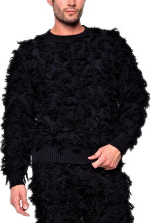 Dai Moda Mens Fusion Crew Neck Sweater in Black at Nordstrom, Size Medium