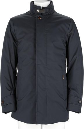 Moorer Dark Blue Casual Coat With High Collar And Adjustable Cuffs