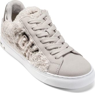 DKNY Abeni Faux Fur Sneaker in White/Champagne at Nordstrom, Size 5.5