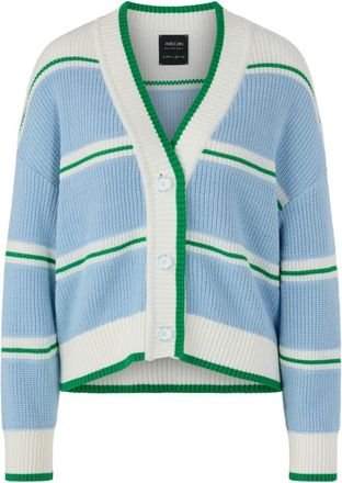Marc Cain Grofgebreide Cardigan- gebreid in Duitsland - Dames - Vesten - Blauw - XL - Katoen - Truien & Vesten