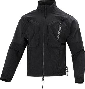 Nike Jordan Mens Air Jordan SS22 Solid Color Zipper Stand Collar Sports Jacket Black DJ0256-010