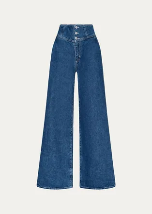 L'agence Sonja Corseted Wide-Leg Jeans
