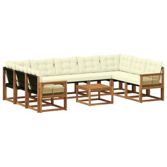 vidaXL Conjunto De Sof&aacute;s De Exterior Con Coj&iacute;n 10 Pcs Natural Y Crema Vidaxl