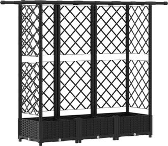vidaXL Cama Elevada Con Trellis Y Techo Negro 164 X 40 X 121 Cm Pp Vidaxl