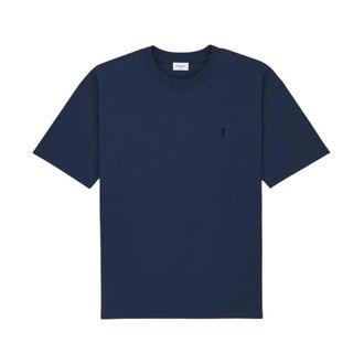 Saint Laurent Embroidered Logo Cotton T-Shirt - male - Saint Laurent - T-Shirts - Blue - S - Tops