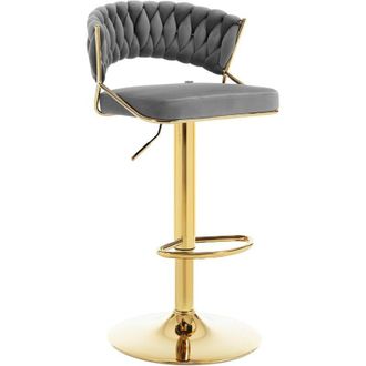 Woltu Woltu 1x Taburete De Bar De Cocina Alto, Giratorio Y Ajustable Con Reposapi&eacute;s Gris Oscuro