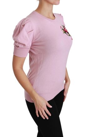 Dolce & Gabbana Floral Embroidered Virgin Wool Blouse - Pink