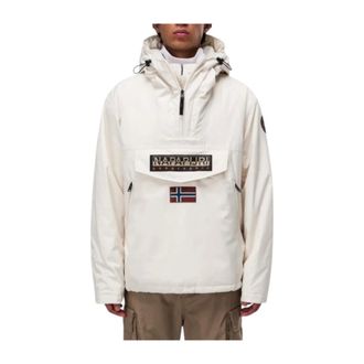 Napapijri Winter Jackets, male, Beige, Size: XL Versatile Short Down Jacket for City and Nature Adventures