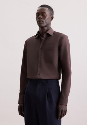 Seidensticker Businesshemd SEIDENSTICKER Schwarze Rose, Herren, Gr. S38, normale &Auml;rmell&auml;ngen, braun, 100% Baumwolle, unifarben, regular fit, 2-Knopf-Manschette, Hem