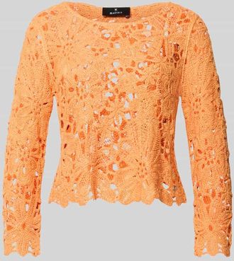 Monari Strickshirt mit H&auml;kelspitze Modell Cornelly in Orange, Gr&ouml;&szlig;e 34