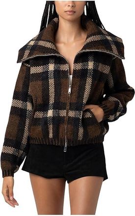 Blank NYC Prep Academy Plaid Sweater Jacket Womens Coat : XL, Nylon/Polyester/Spandex