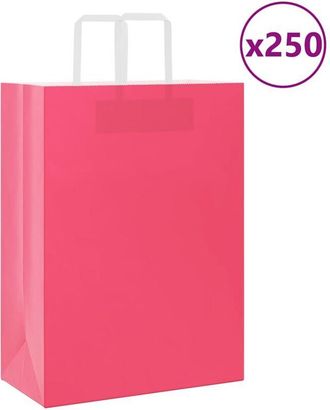 vidaXL Bolsas De Papel Con Asas 250 Uds Rosa 32x17x44 Cm Vidaxl