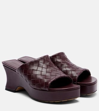 Bottega Veneta Rosita Intrecciato leather wedge mules