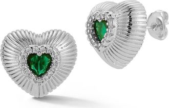 Sphera Milano Cubic Zirconia Puffy Heart Stud Earrings in Silver at Nordstrom Rack