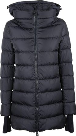 Herno Medium-Length Down Jacket With Removable Hood And Wool Sleeves