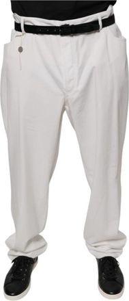 Brunello Cucinelli Dress Pants - Heren - Straight fit broeken - Wit - 7XL - Katoen - Broeken