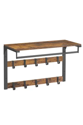 Boxxx Wandgarderobe, Braun, Schwarz, Metall, Holzwerkstoff, Vintage, 65x42x30 cm, Hutablage, Kleiderstange, Garderobe, Garderobenpaneele, Wandgarderobe